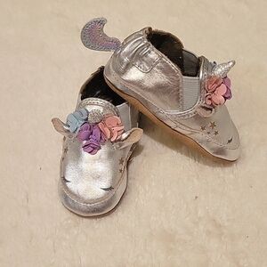 Robeez Soft Soles Uma Unicorn Silver | 0-6M